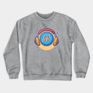 Music Notes Icon with Headphones Music Cartoon Vector Icon Illustration (2) Crewneck Sweatshirt